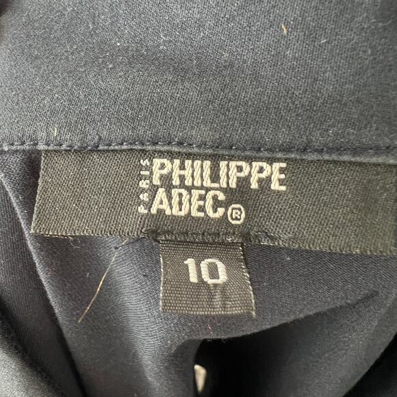 PHILIPPE ADEC Button Down Jacket Navy Long Sleeve Pockets Collared Size 10 - Picture 8 of 9